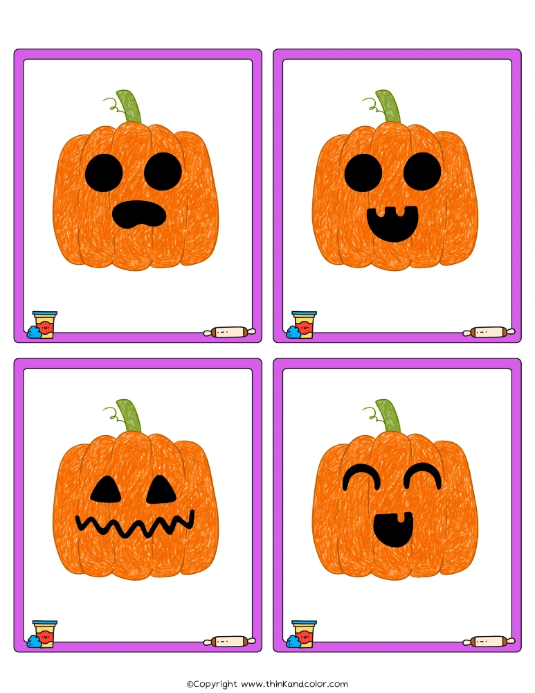 Jack-o-lantern Emotions Playdough Mat Printable