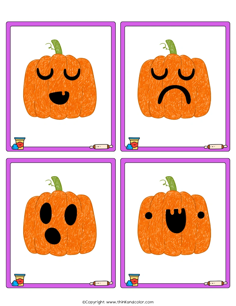Jack-o-lantern Emotions PlayDough Mats 2