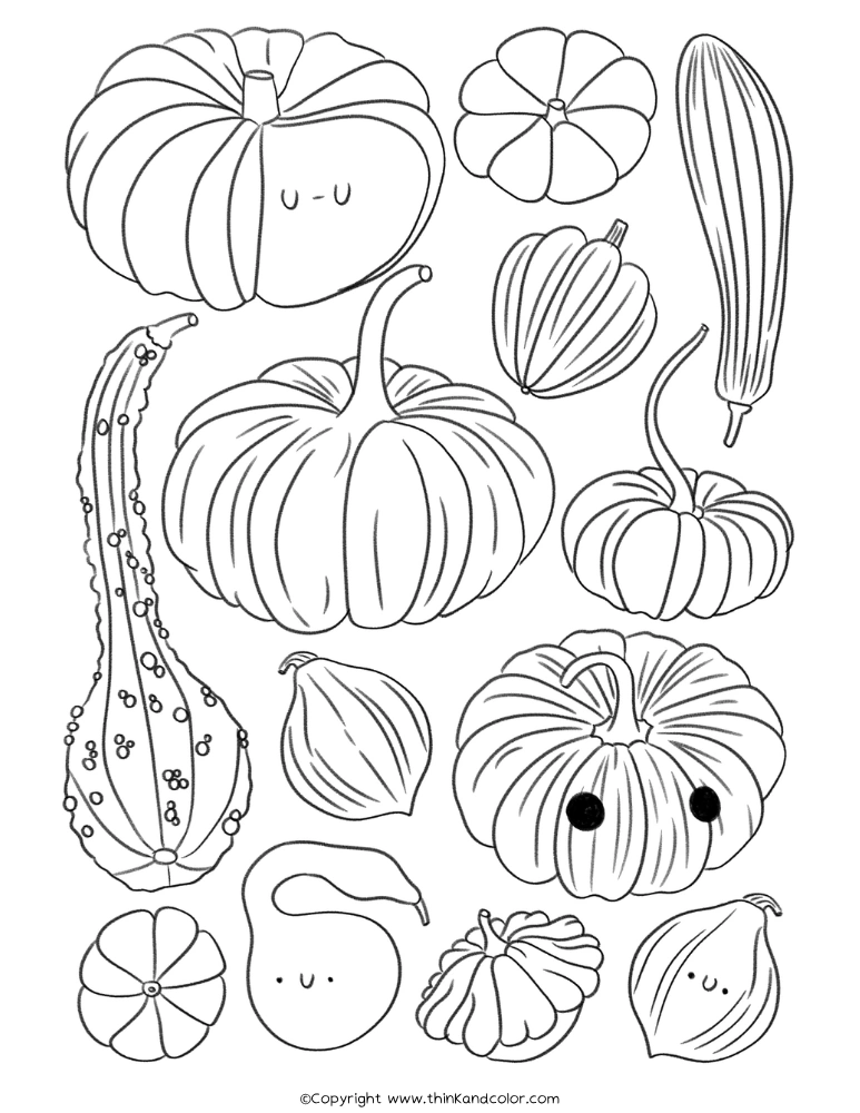 Pumpkin Collage Coloring Page