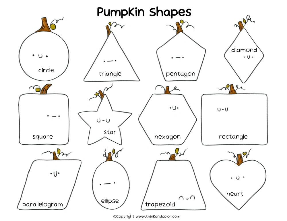 Pumpkin Shapes Coloring Page