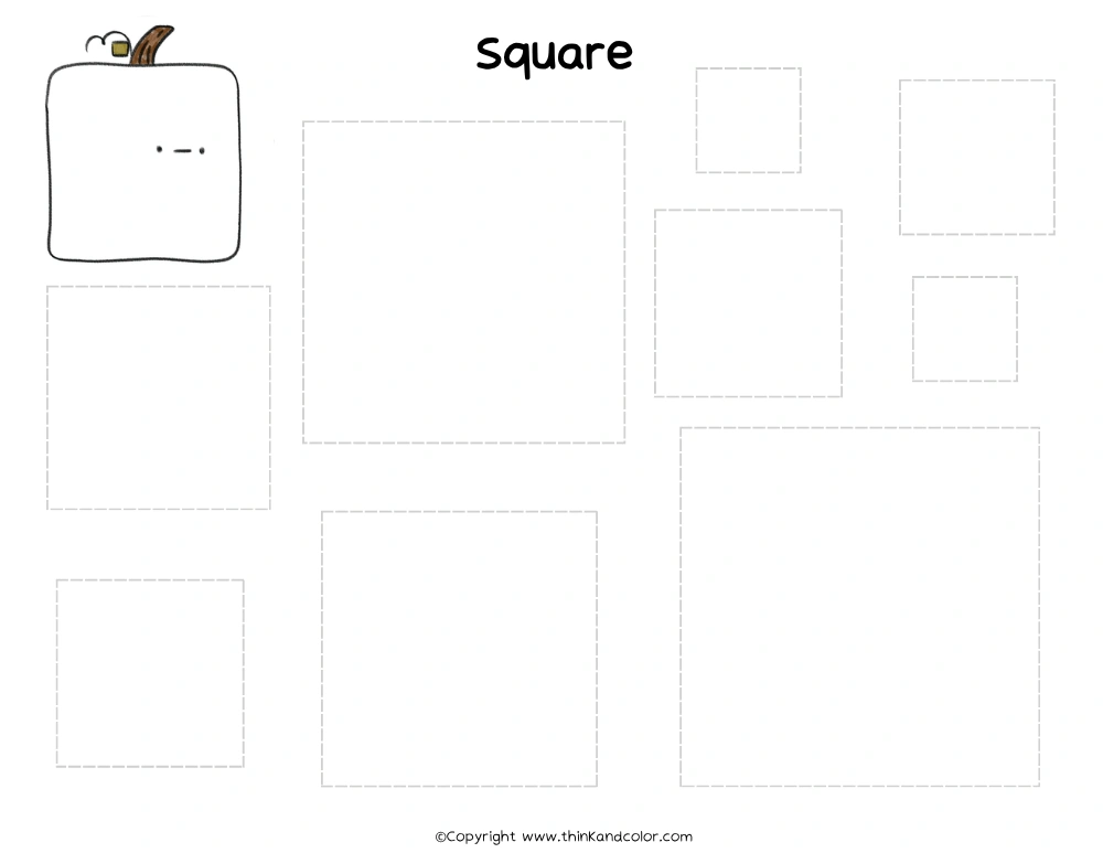 Pumpkin Square Tracing Worksheet