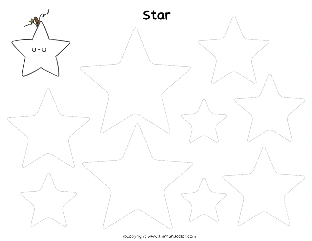 Pumpkin Star Tracing Worksheet